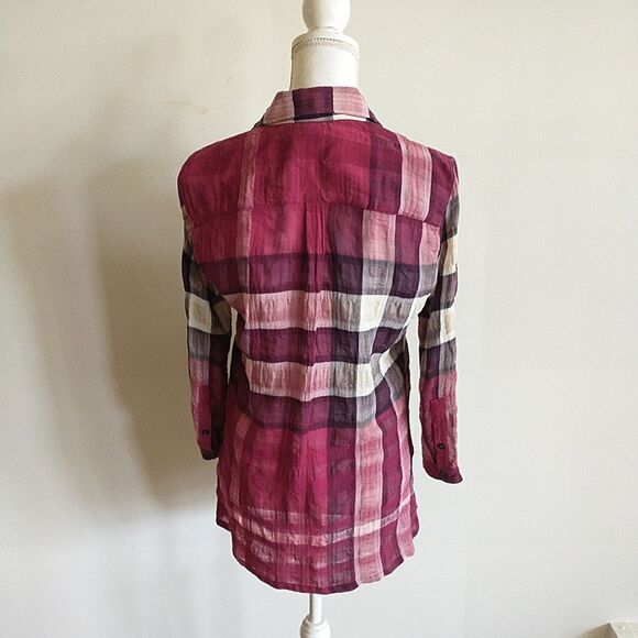 Burberry Brit cranberry check tunic shirt XS - Picture 2 of 3
